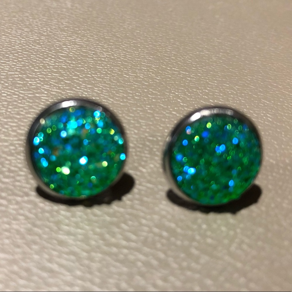 Faux druzy sea green earrings